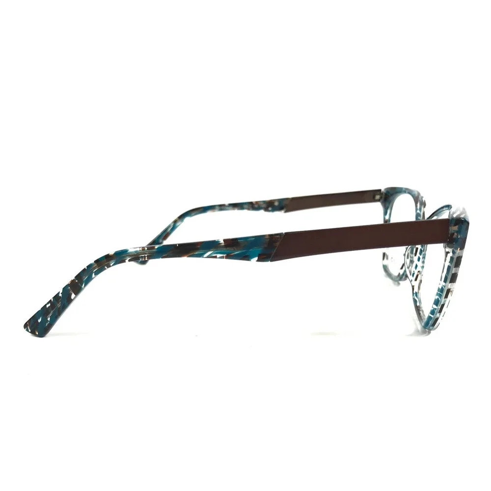 OGI Eyeglasses Frames EVOLUTION 2215/1840 Blue Brown Cat Eye Marble 54-16-140
